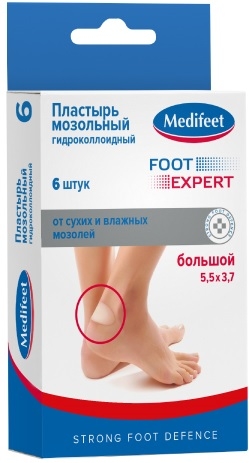 Medifeet Пластырь мозольный гидроколлоидный, пластырь, 6 шт, большой фото