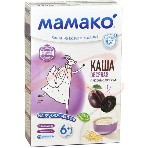 Мамако каша овсяная на козьем молоке, 6+ мес, каша детская молочная, 200 г, 1 шт, чернослив фото
