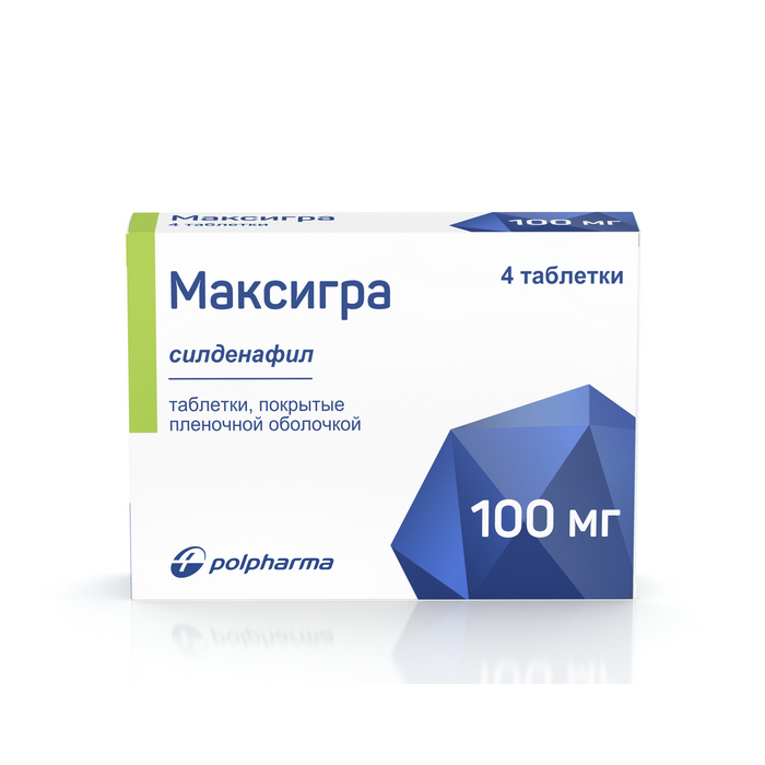 Максигра, 100 мг, таблетки, покрытые пленочной оболочкой, 4 шт. фото