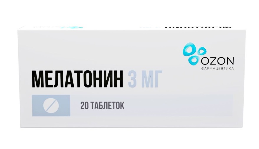 Мелатонин, 3 мг, таблетки, покрытые пленочной оболочкой, 20 шт. фото