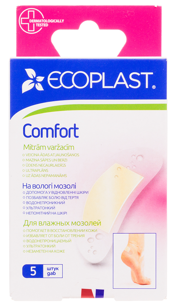 Ecoplast Comfort Пластырь противомозольный, 70 мм х 38 мм, 5 шт, от влажных мозолей фото