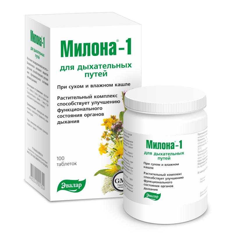 Милона-1 для дыхательных путей, 0.5 г, таблетки, 100 шт. фото