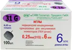 SFM Иглы для инсулиновых инжекторов (ПЕН ручек), 31G (0.25 х 6 мм), 100 шт. фото