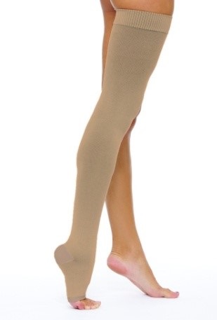 Чулок компрессионный до бедра с открытым мыском, 3 класс компрессии, р. 1, 1 шт, бежевого цвета фото