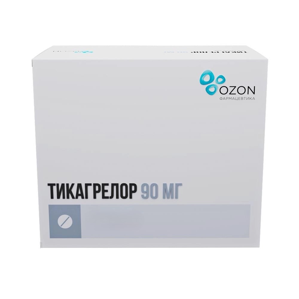 Тикагрелор, 90 мг, таблетки, покрытые пленочной оболочкой, 56 шт. фото
