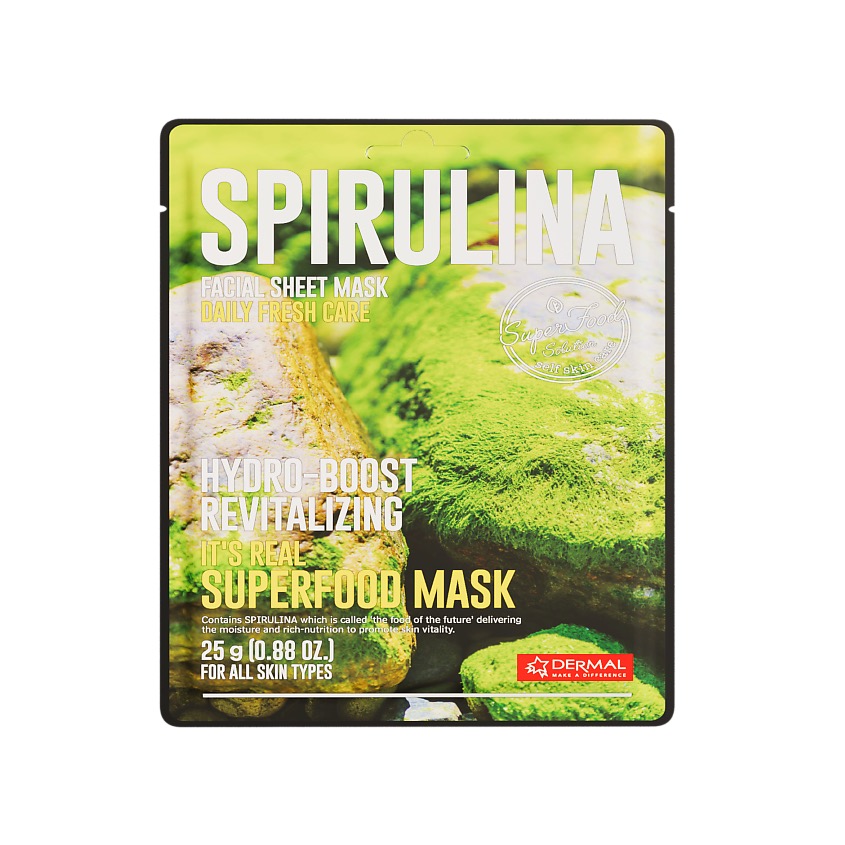 Dermal маска тканевая для лица с экстрактом спирулины, маска, 25 г, 1 шт. фото