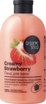 Organic shop Пена для ванны Фрукты, пена для ванн, 500 мл, 1 шт, клубника со сливками фото