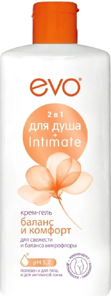 Evo крем-гель 2в1 для душа и интимной гигиены, гель для интимной гигиены, 400 мл, 1 шт, баланс и комфорт фото
