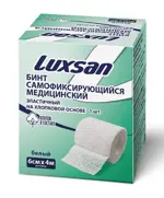 Luxsan Бинт эластичный самофиксирующийся на хлопковой основе, 6 см х 4 м, бинт эластичный, 1 шт, белый фото