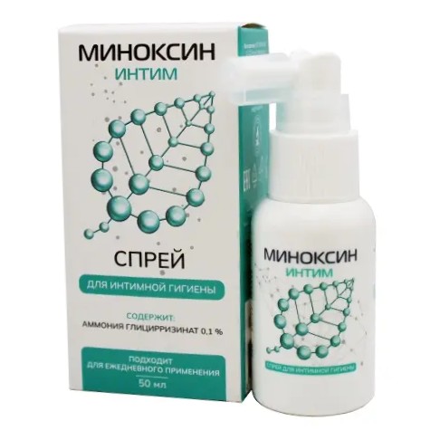 Миноксин интим спрей для интимной гигиены, спрей для интимной гигиены, 50 мл, 1 шт. фото