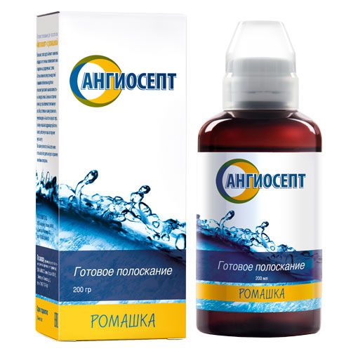 Ополаскиватель Ангиосепт, раствор для полоскания полости рта, 200 мл, 1 шт, ромашка фото