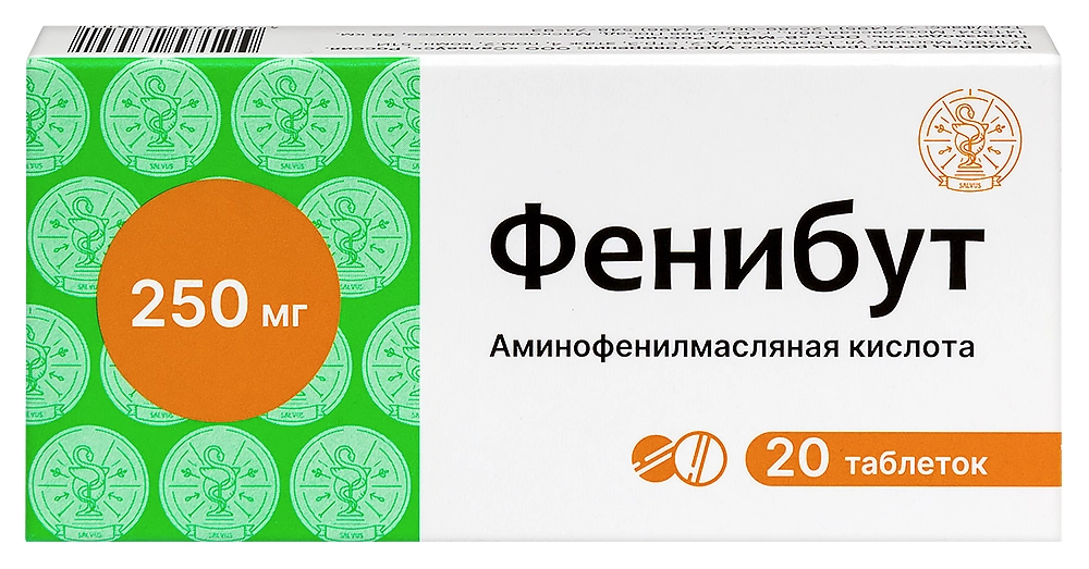 Фенибут, 250 мг, таблетки, 20 шт. фото