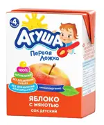 Агуша детский сок, сок, 200 мл, 1 шт, яблоко, с мякотью фото