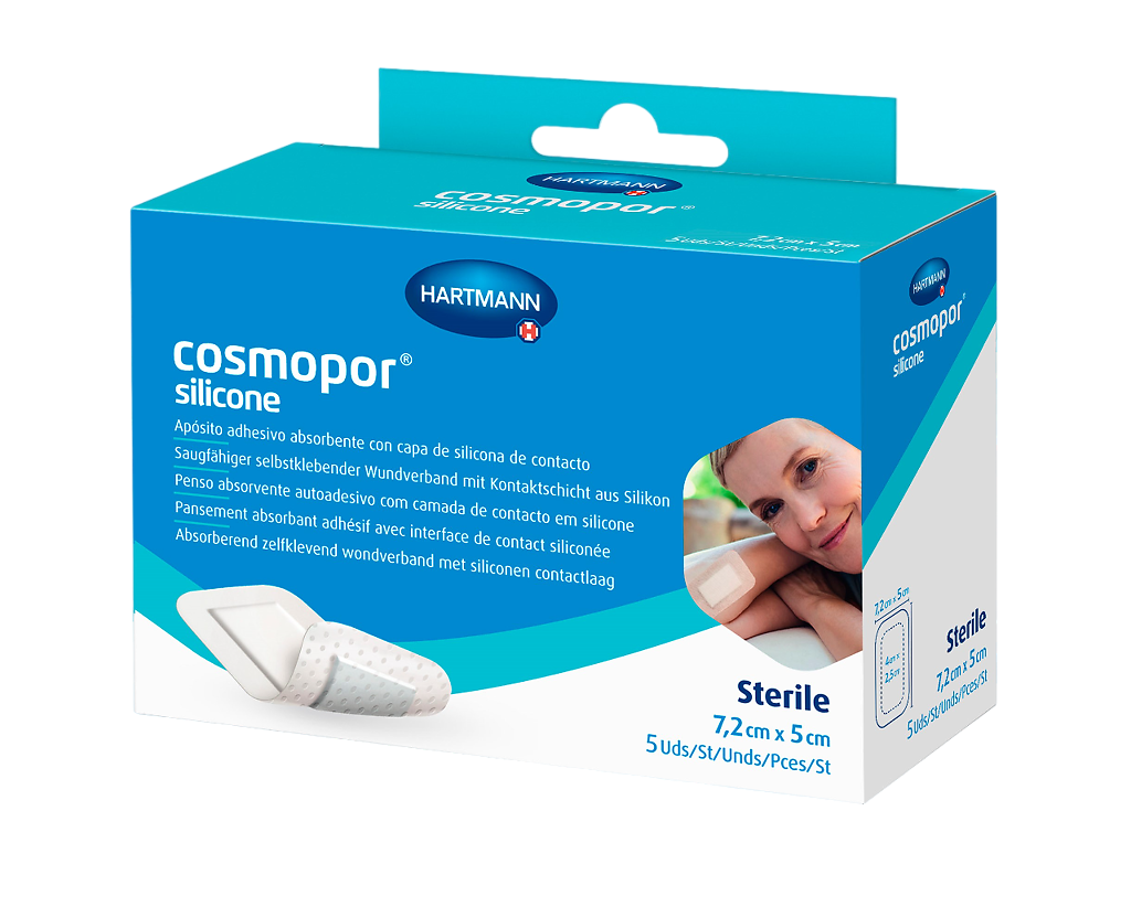 Cosmopor Silicone, 7.2 см х 5 см, повязка пластырного типа стерильная, 5 шт. фото