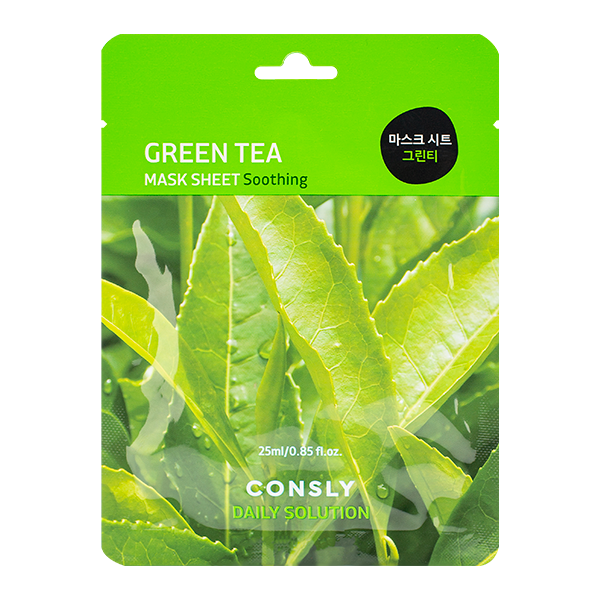Consly маска тканевая для лица с экстрактом листьев зеленого чая, маска для лица, 25 мл, 1 шт. фото