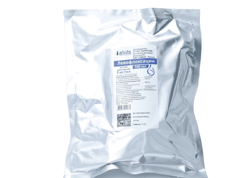 Левофлоксацин, 5 мг/мл, раствор для инфузий, 100 мл, 1 шт. фото