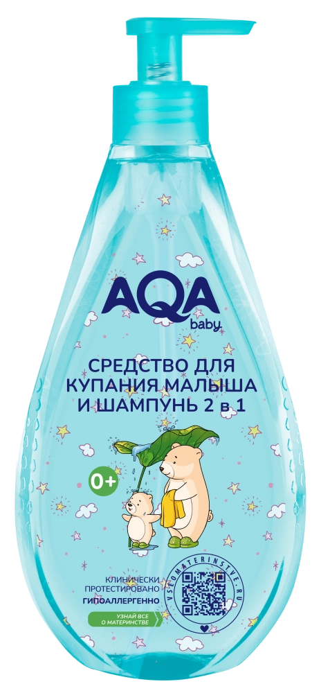 Aqa baby средство для купания малыша и шампунь 2в1, средство для купания, 400 мл, 1 шт. фото
