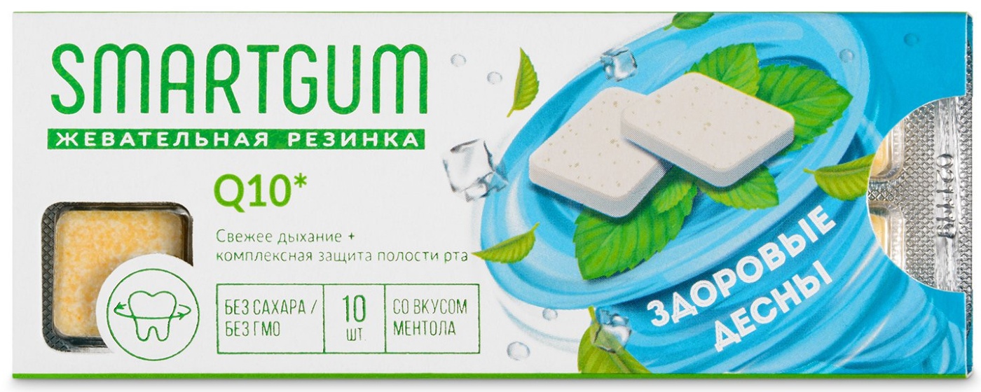 Smartgum жевательная резинка Q10, жевательная резинка, 10 шт, ментол фото