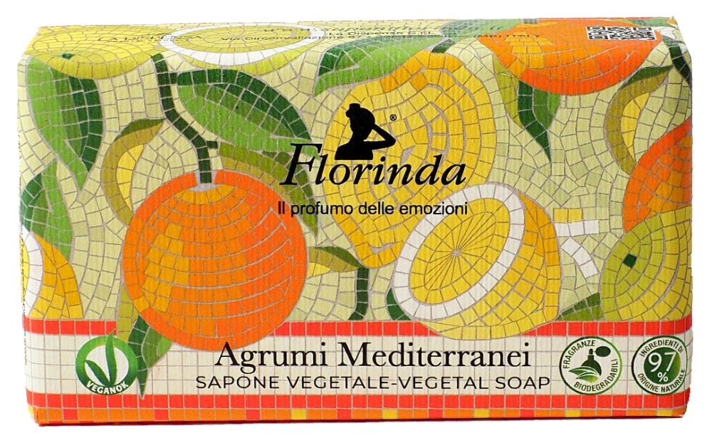 Florinda мыло туалетное твердое, мыло, 100 г, 1 шт, средиземноморские цитрусы фото