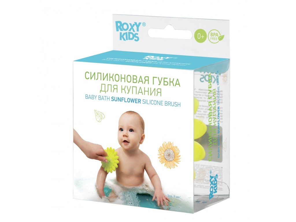 Roxy-kids Силиконовая губка для купания Sunflower, 1 шт, салатового цвета фото