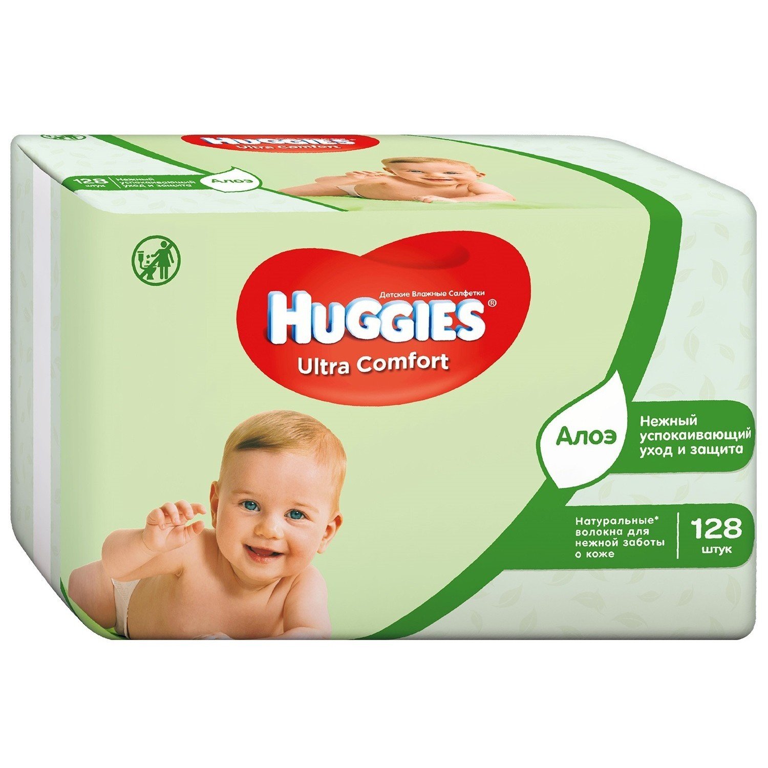Huggies ultra comfort Салфетки влажные детские, салфетки влажные, 128 шт, алоэ вера фото