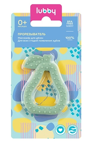 Lubby Прорезыватель силиконовый Груша, 0+ мес, 1 шт, арт. 31902 фото