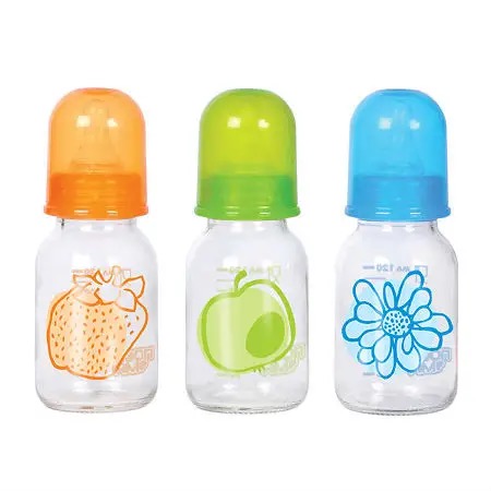 Пома Бутылочка стеклянная медленный поток, 120 мл, 1 шт, 0+ месяцев, с силиконовой соской, арт. 210 фото