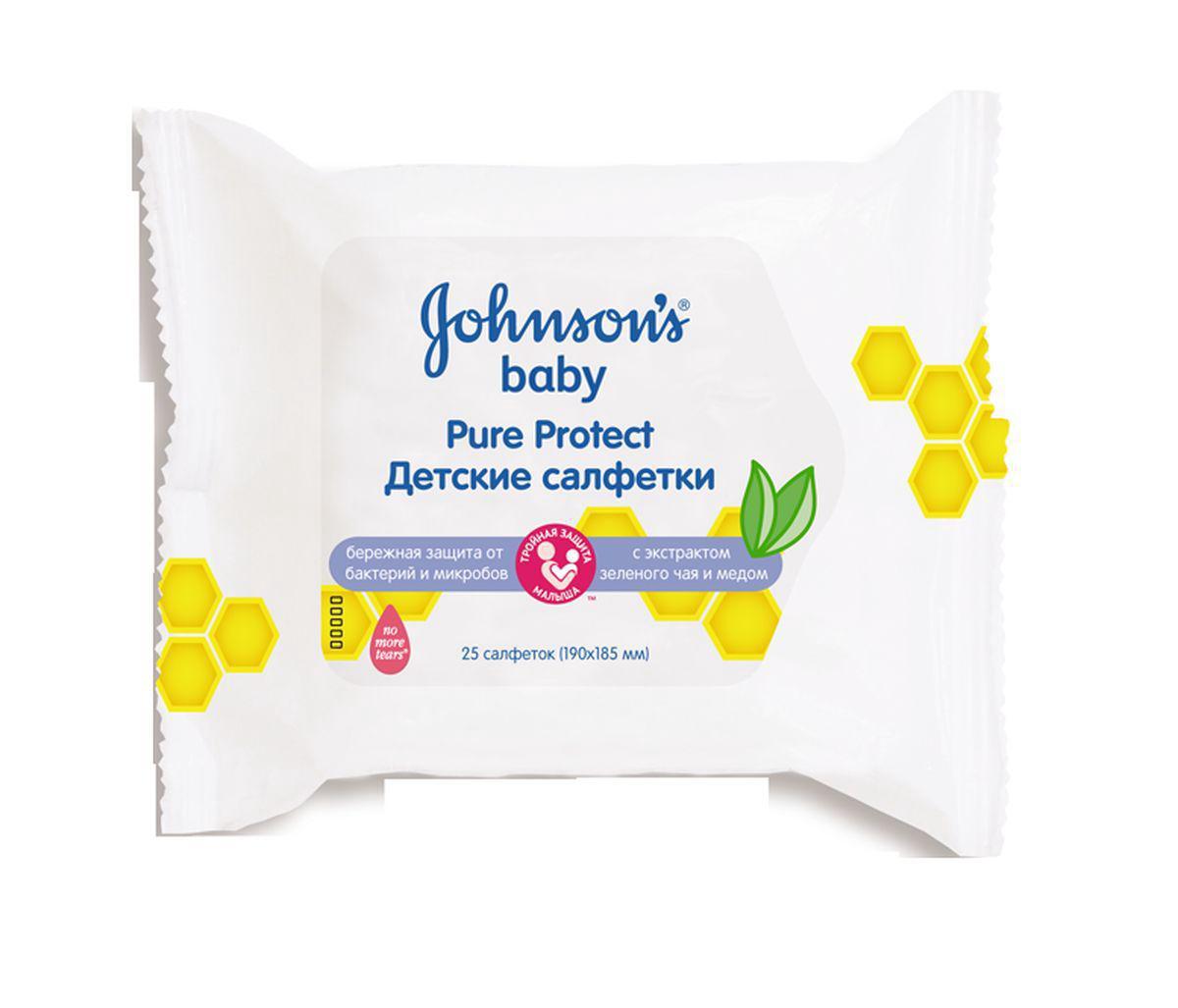 Johnson's Baby Pure Protect Салфетки детские влажные, салфетки влажные, 25 шт. фото