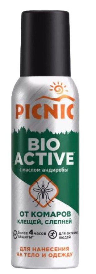 Picnic Bio Active аэрозоль от комаров, клещей, слепней, спрей, 125 мл, 1 шт. фото