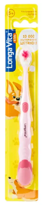 Longa Vita Kids Зубная щетка детская 10000 щетинок, щетка зубная, 1 шт, цвет в ассортименте, ультрамягкая щетина, для детей с 5 лет фото