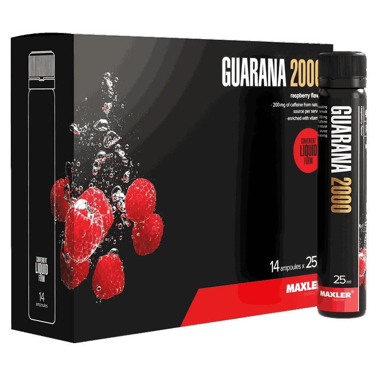 Maxler Гуарана 2000, напиток, 25 мл, 14 шт, малина фото