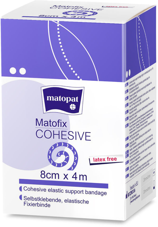 Matopat Matofix Cohesive Бинт фиксирующий, 8 см х 4 м, бинт фиксирующий самоприлипающий, 1 шт. фото