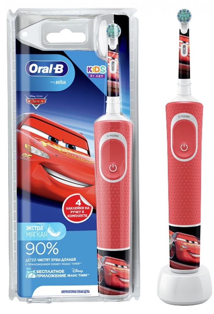 Oral-b Vitality kids D100.413.2K Зубная щетка электрическая детская, щетка зубная, 1 шт, с зарядным устройством (тип 3757), Тачки фото
