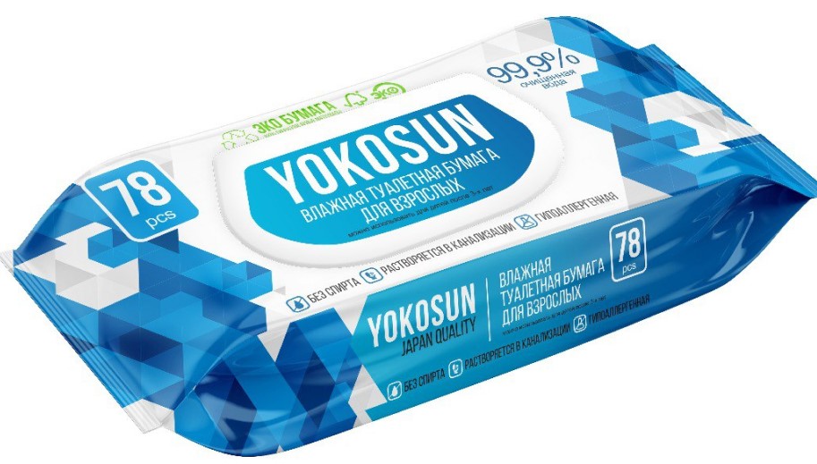 Yokosun Влажная туалетная бумага влажная для взрослых, влажная туалетная бумага, 78 шт, пластиковый клапан фото