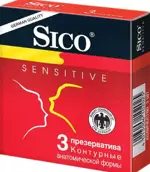 Sico Sensitive, презервативы, 3 шт, анатомической формы фото 