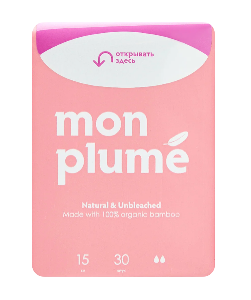 Mon Plume бамбуковые ежедневные прокладки, прокладки ежедневные, 30 шт, без крылышек фото