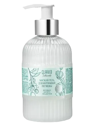 Clario гель для интимной гигиены с молочной кислотой и трегалозой мягкий освежающий, гель для интимной гигиены, 295 мл, 1 шт. фото
