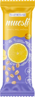 FoodForte Батончик мюсли, 50 г, 1 шт, лимон + мёд + имбирь фото 