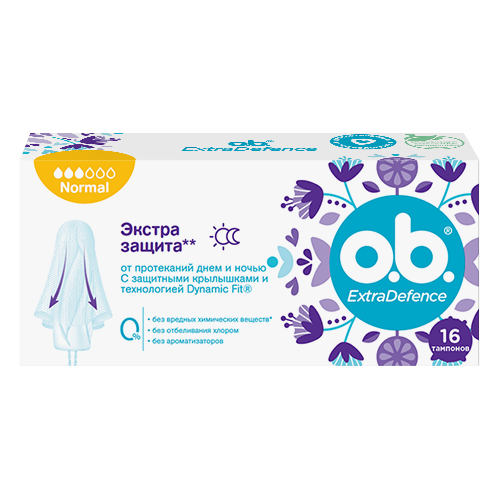 O.b. extra defence normal, тампоны женские гигиенические, 16 шт. фото