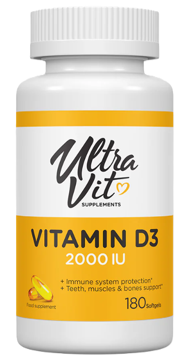 UltraVit витамин D3, 2000 МЕ, капсулы, 180 шт. фото