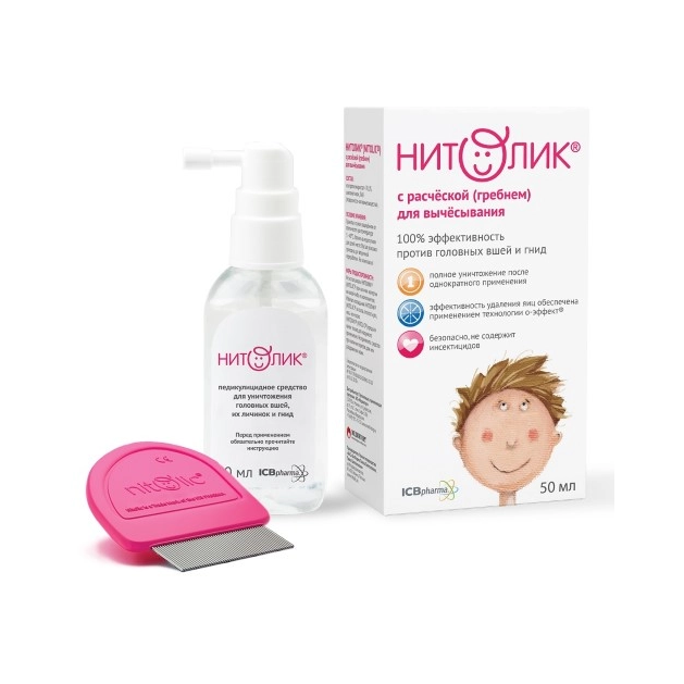 Нитолик средство педикулицидное с гребнем, спрей для наружного применения, 50 мл, 1 шт. фото