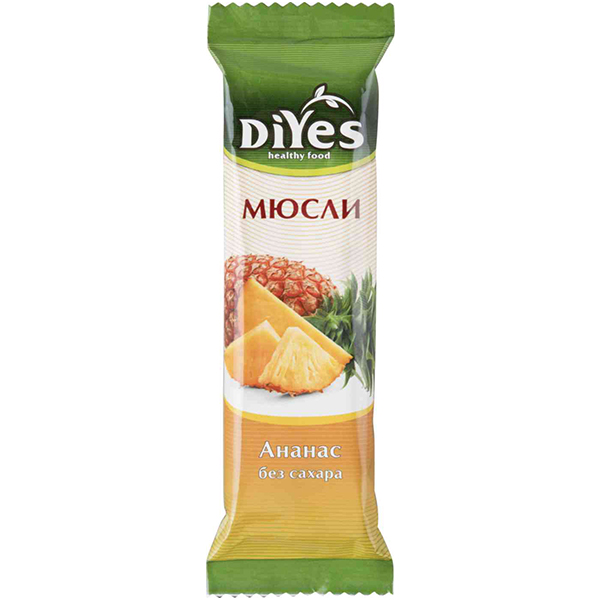 ДиYes батончик-мюсли, батончик, 25 г, 1 шт, ананас, без сахара фото