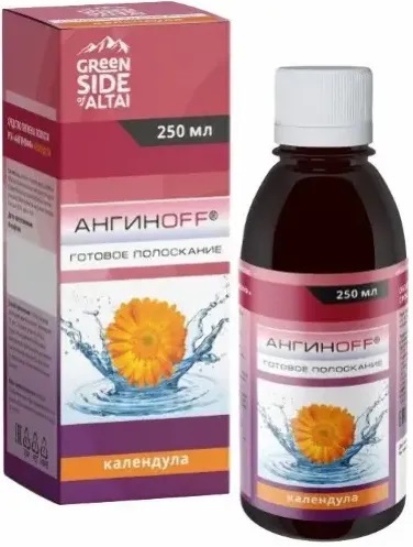 Ангинoff готовое полоскание, раствор для полоскания полости рта, 250 мл, 1 шт, календула фото