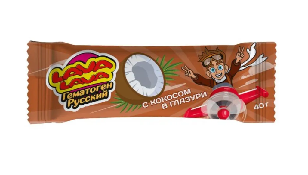 Lava Lava Гематоген русский, плитка, 40 г, 1 шт, с кокосом в шоколадной глазури фото