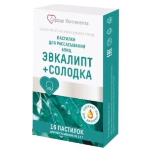 Сердце Континента  Блиц пастилки для горла, пастилки для рассасывания, 16 шт, эвкалипт + солодка фото