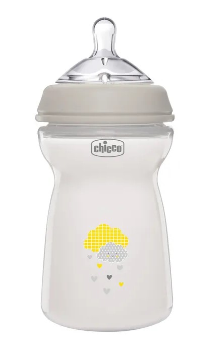 Chicco Natural Feeling Бутылочка с силиконовой соской, 6+ мес, 330 мл, 1 шт, белого цвета фото