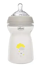 Chicco Natural Feeling Бутылочка с силиконовой соской, 6+ мес, 330 мл, 1 шт, белого цвета фото
