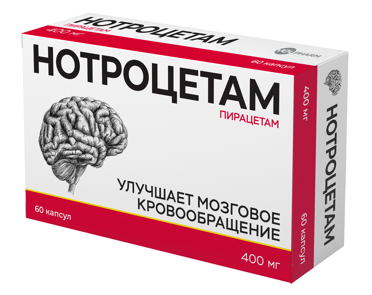 Нотроцетам, 400 мг, капсулы, 60 шт. фото