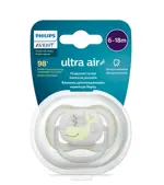 AVENT Ultra Air Animals Пустышка силиконовая ортодонтическая с футляром, 6-18 месяцев, 1 шт, арт. SCF086/05 фото