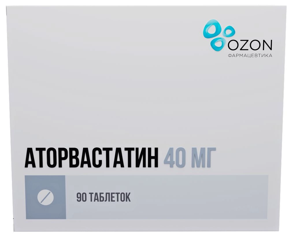 Аторвастатин, 40 мг, таблетки, покрытые пленочной оболочкой, 90 шт. фото